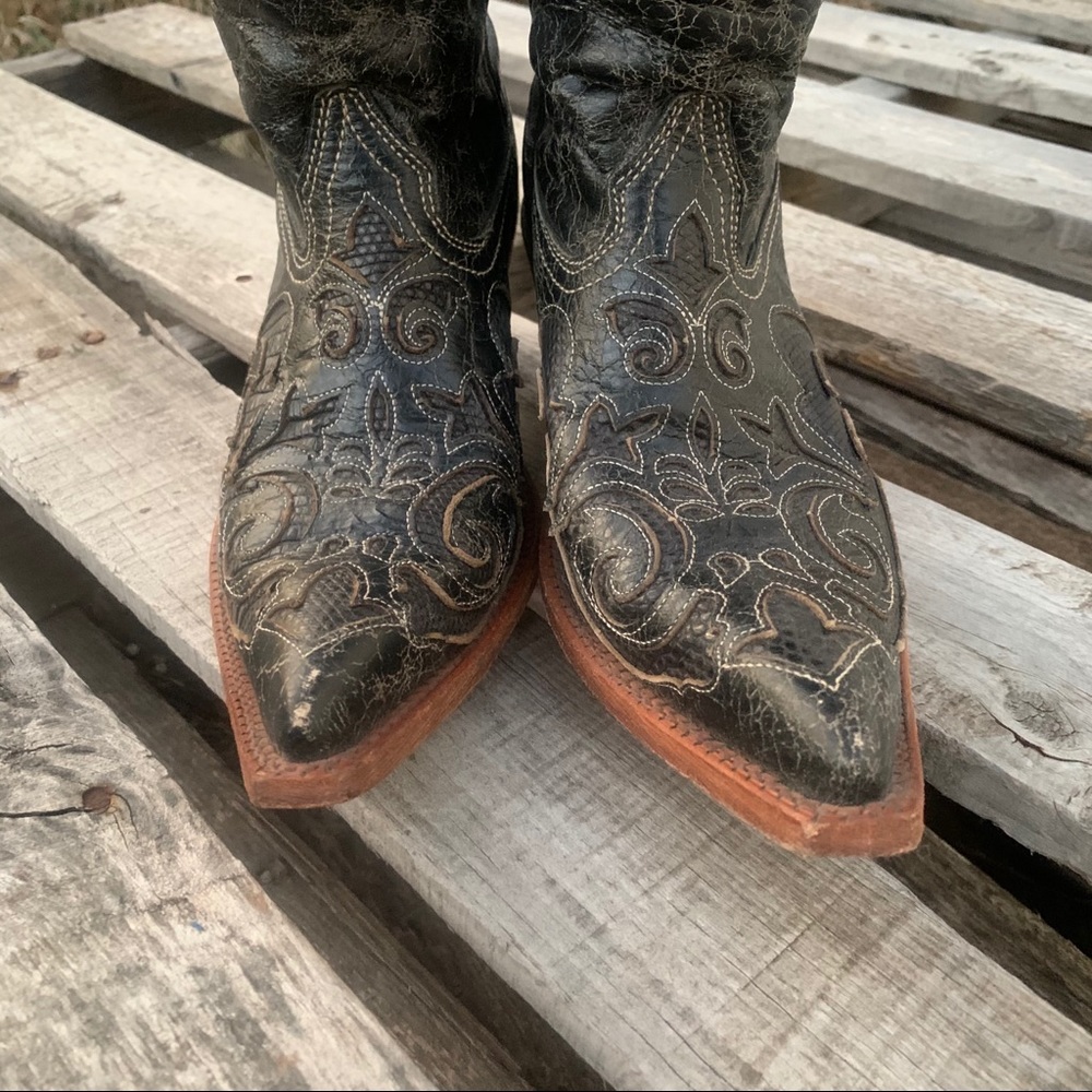 Corral C2108 Black Vintage Lizard Overlay Boots - Picture 2 of 10